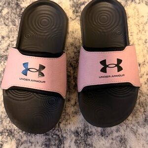 Under Armour Kids Black and Pink Slide Sandals